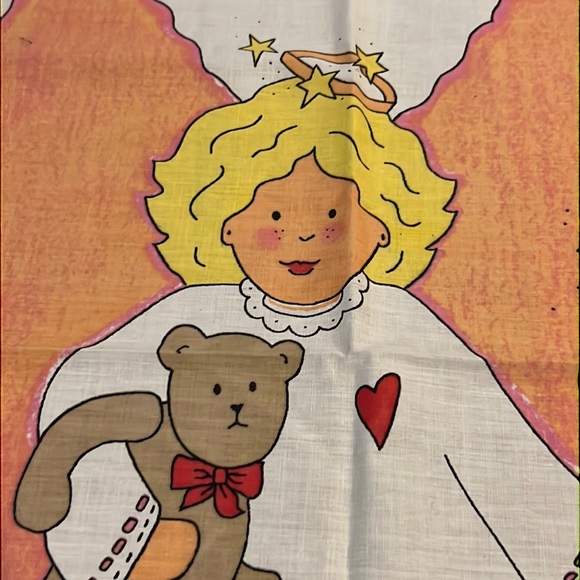 Vintage Cotton Fabric Angel 35” x 45” Cheater Quilt by Jan Leslie Celestial - Picture 7 of 10